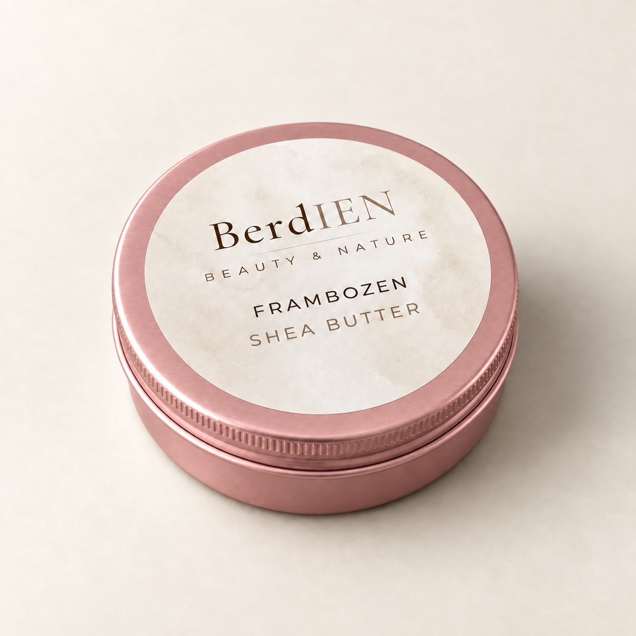 BerdIEN Frambozen Shea Butter in een roze metalen potje
