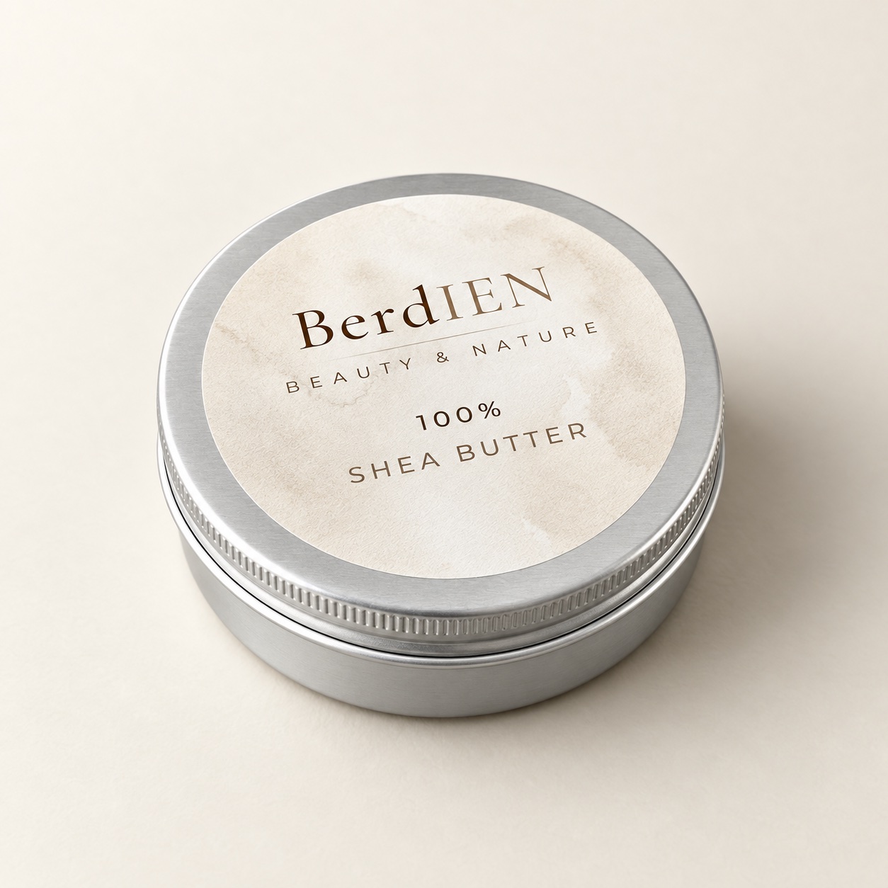 BerdIEN 100% Shea Butter in een zilverkleurig metalen potje